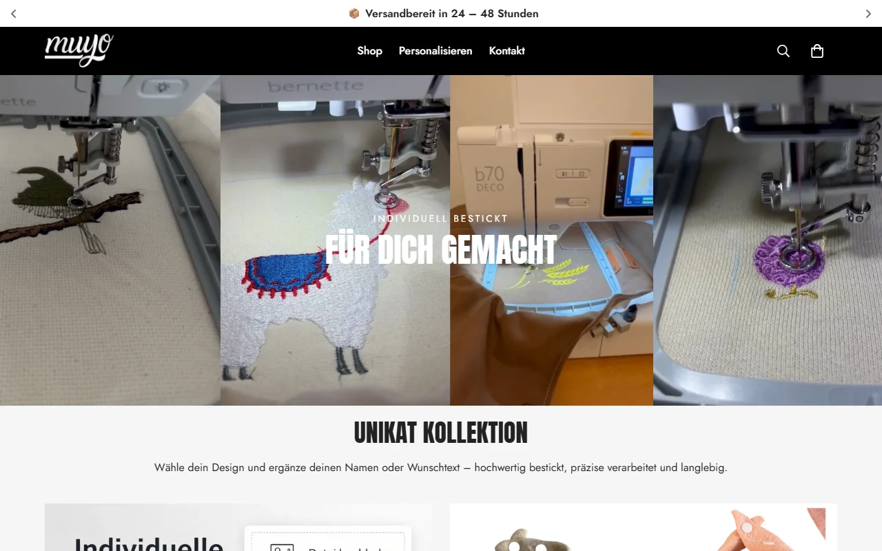 Muyo Shop — Live-Screenshot der Website